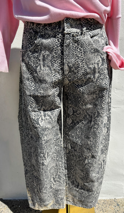 Snake Print Barrel Pants-ml