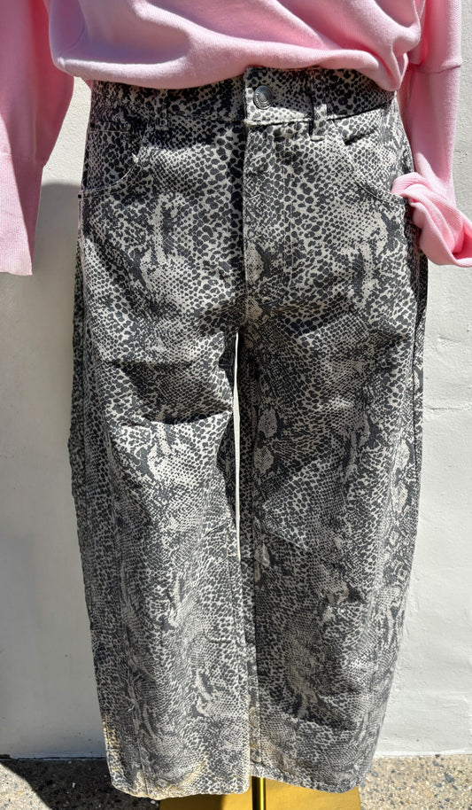 Snake Print Barrel Pants-ml