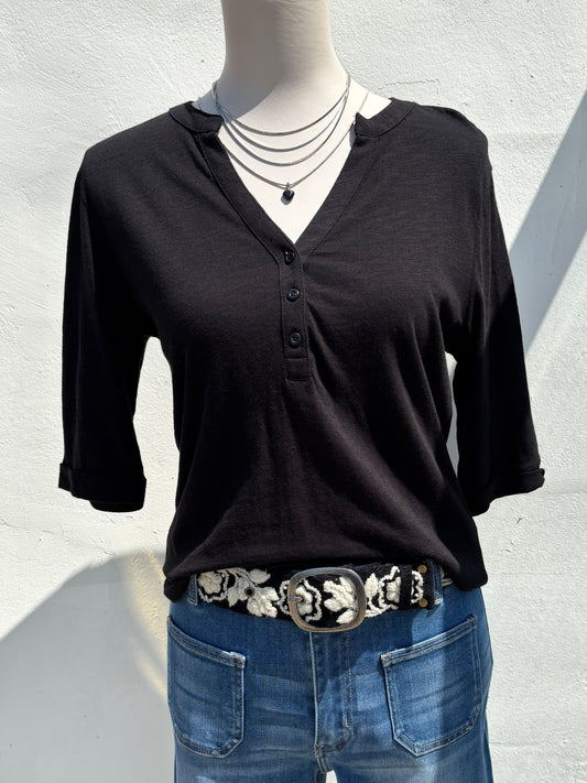 Rolled Sleeve Black Tee