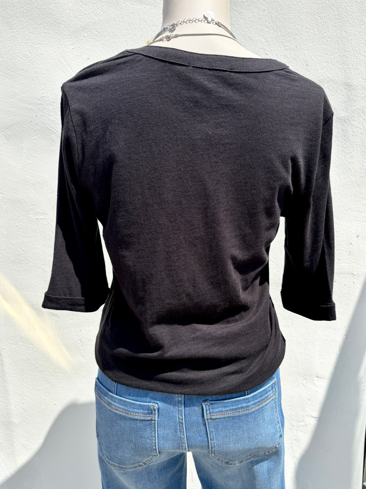 Rolled Sleeve Black Tee