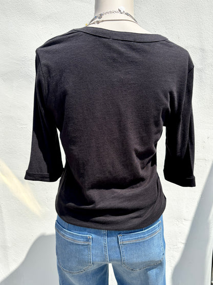 Rolled Sleeve Black Tee