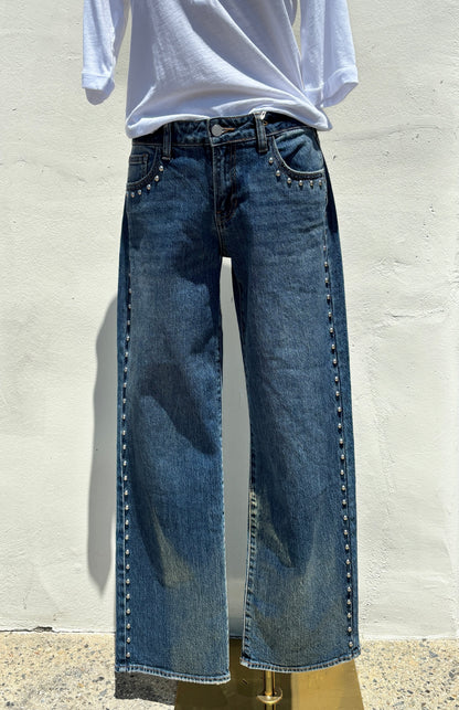 Low Rise Studded Baggy Jean