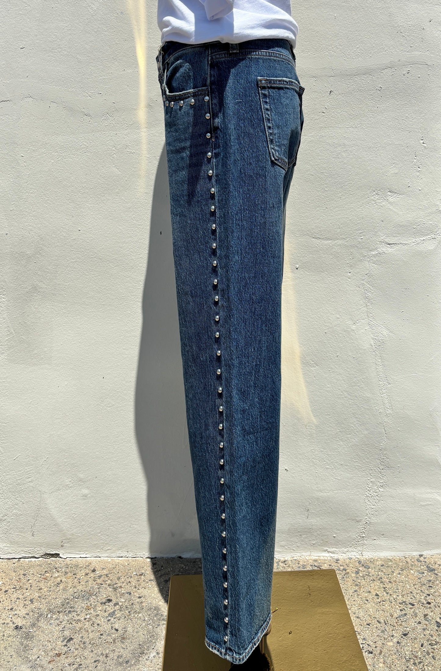 Low Rise Studded Baggy Jean