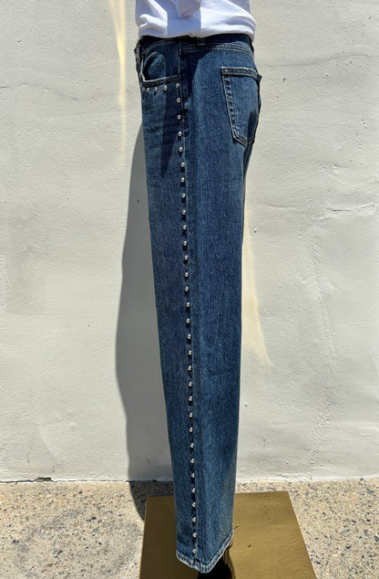 Low Rise Studded Baggy Jean