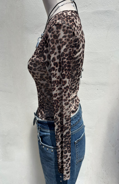Mesh Leopard Print L/S Top