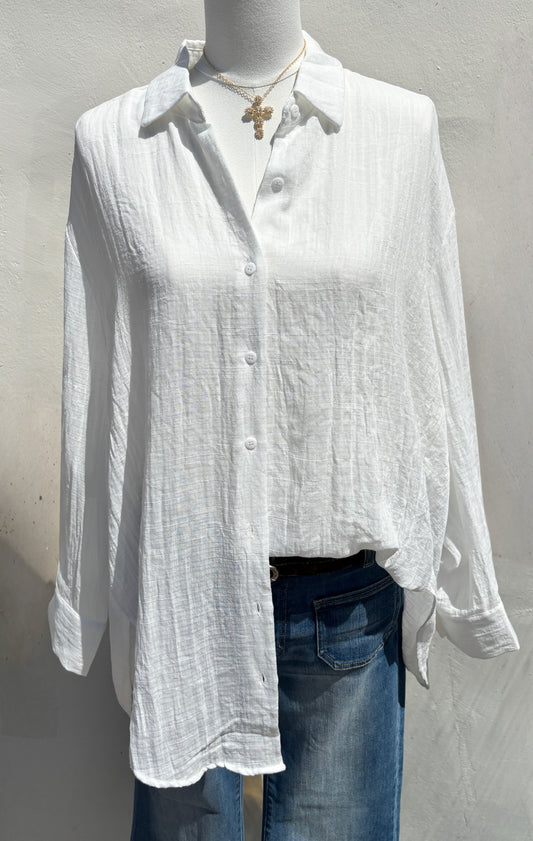 White Oversized See-through L/S Top-ml