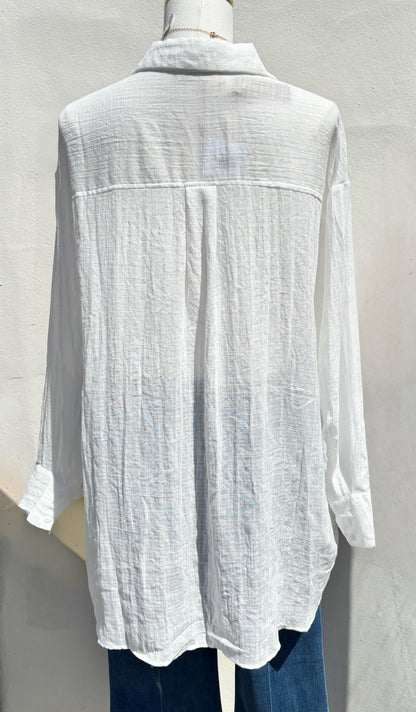 White Oversized See-through L/S Top-ml