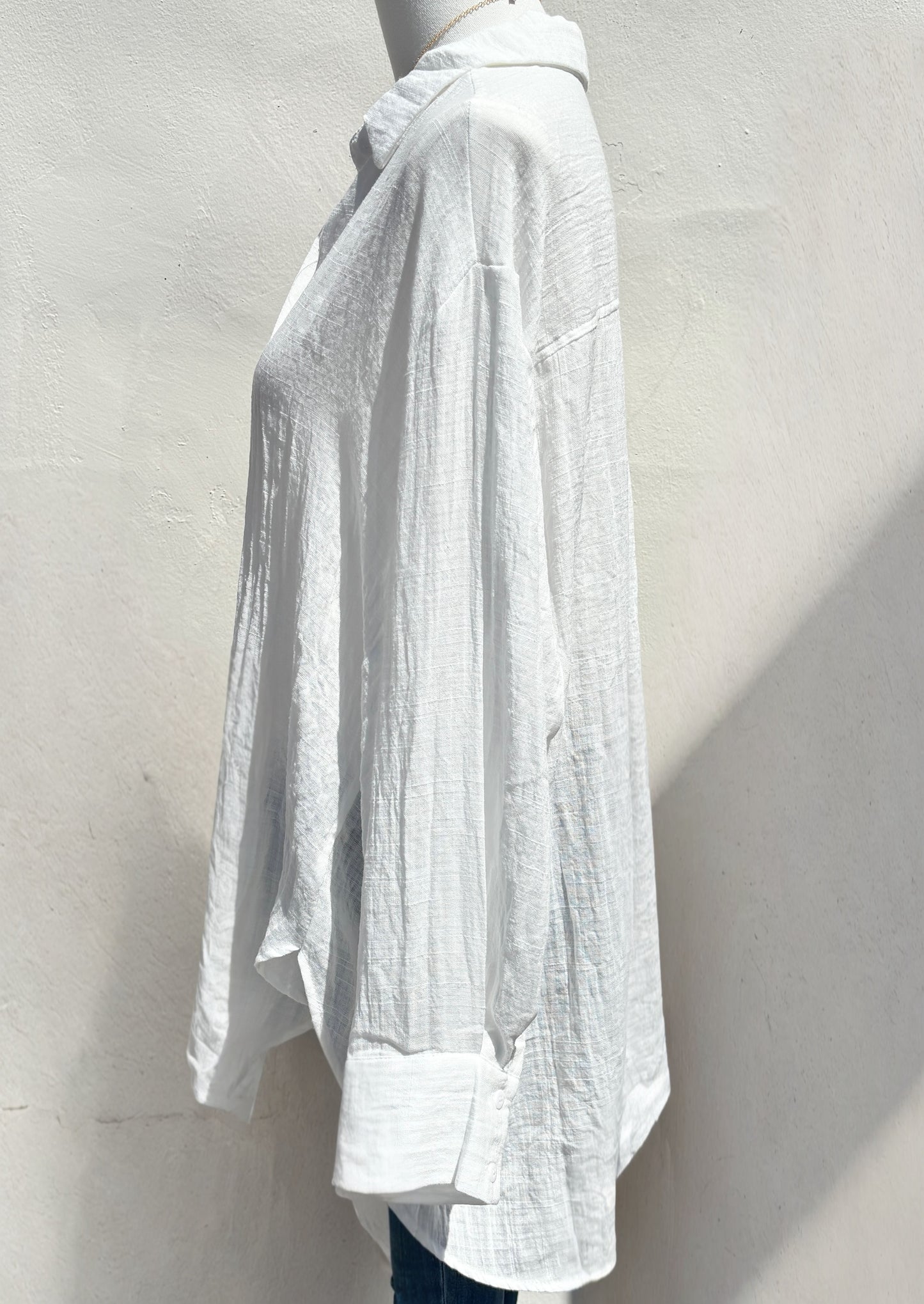 White Oversized See-through L/S Top-ml
