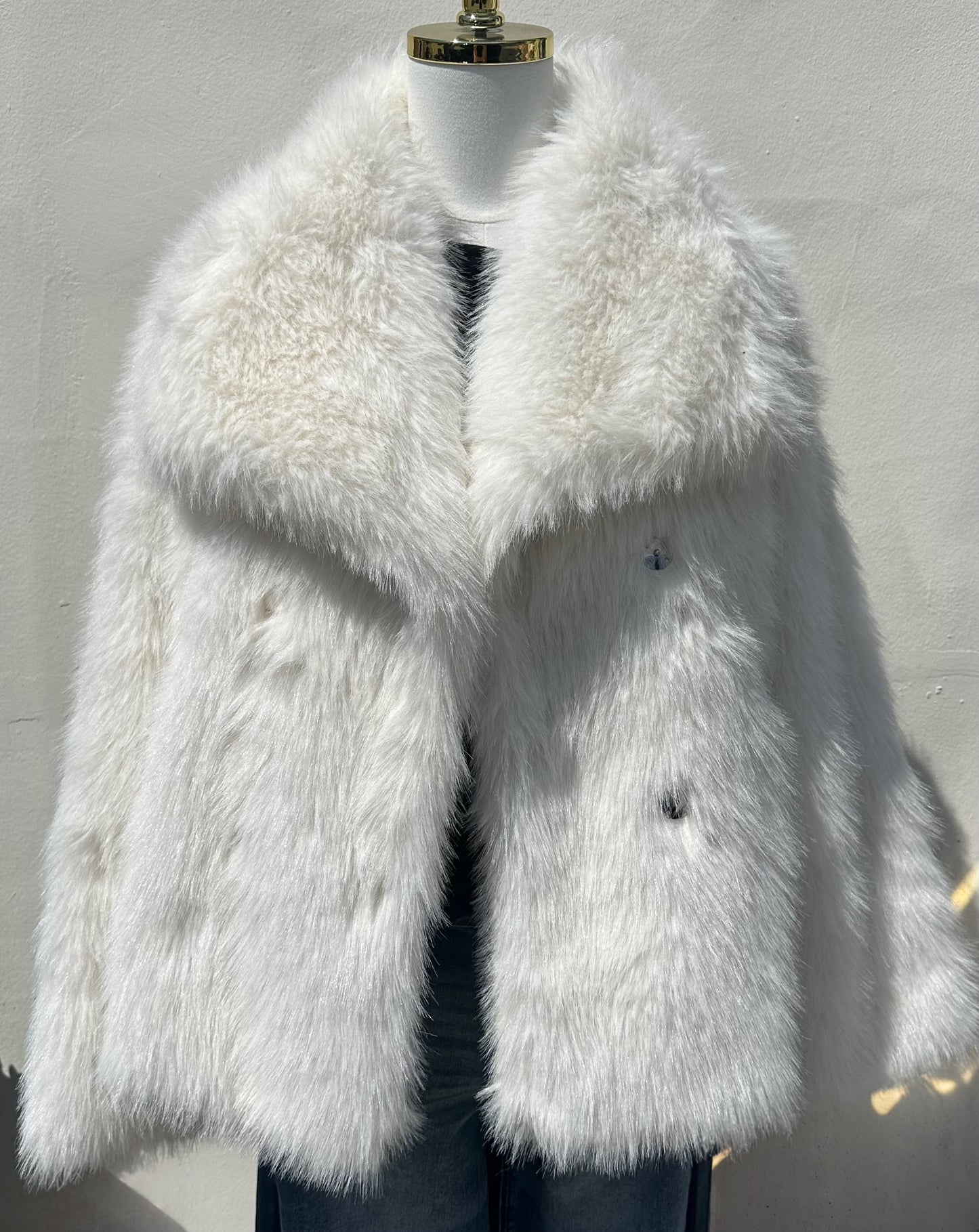 Wide Collar L/S Fur Jacket