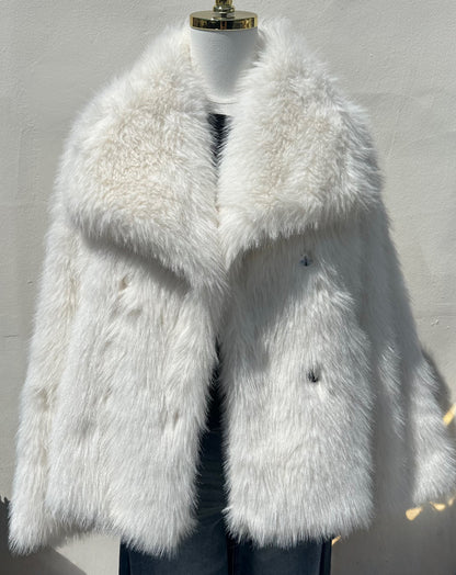 Wide Collar L/S Fur Jacket