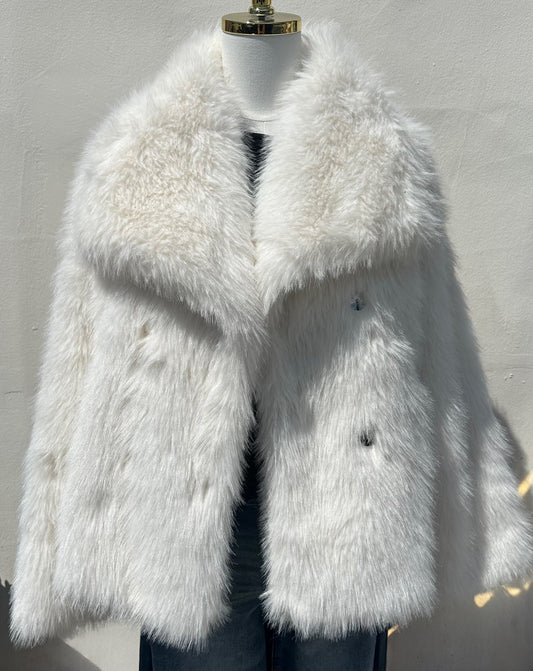Wide Collar L/S Fur Jacket