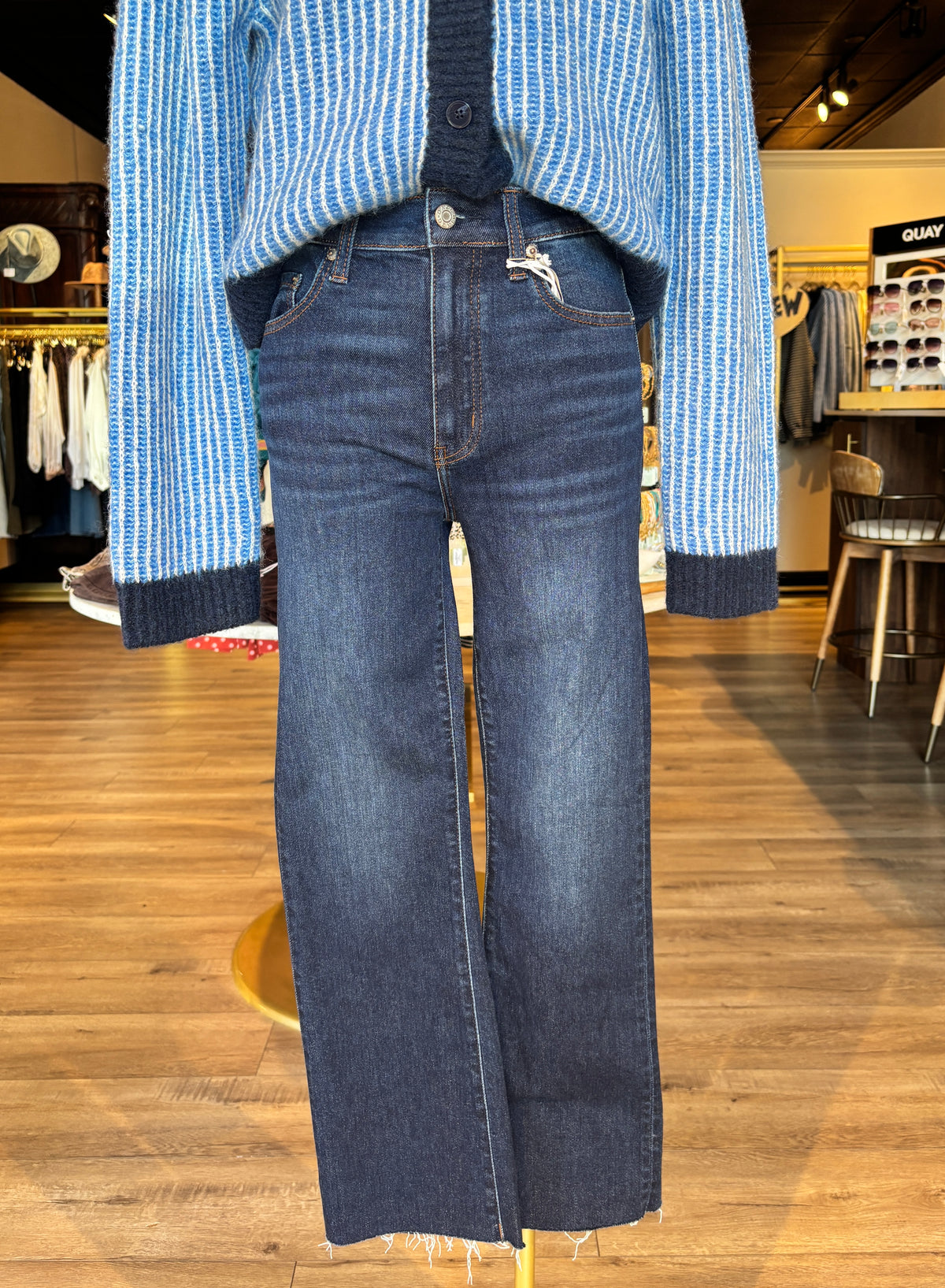 Shy Girl High Rise Crop Flare Blue