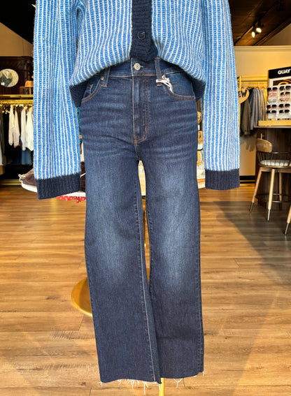 Shy Girl High Rise Crop Flare Blue