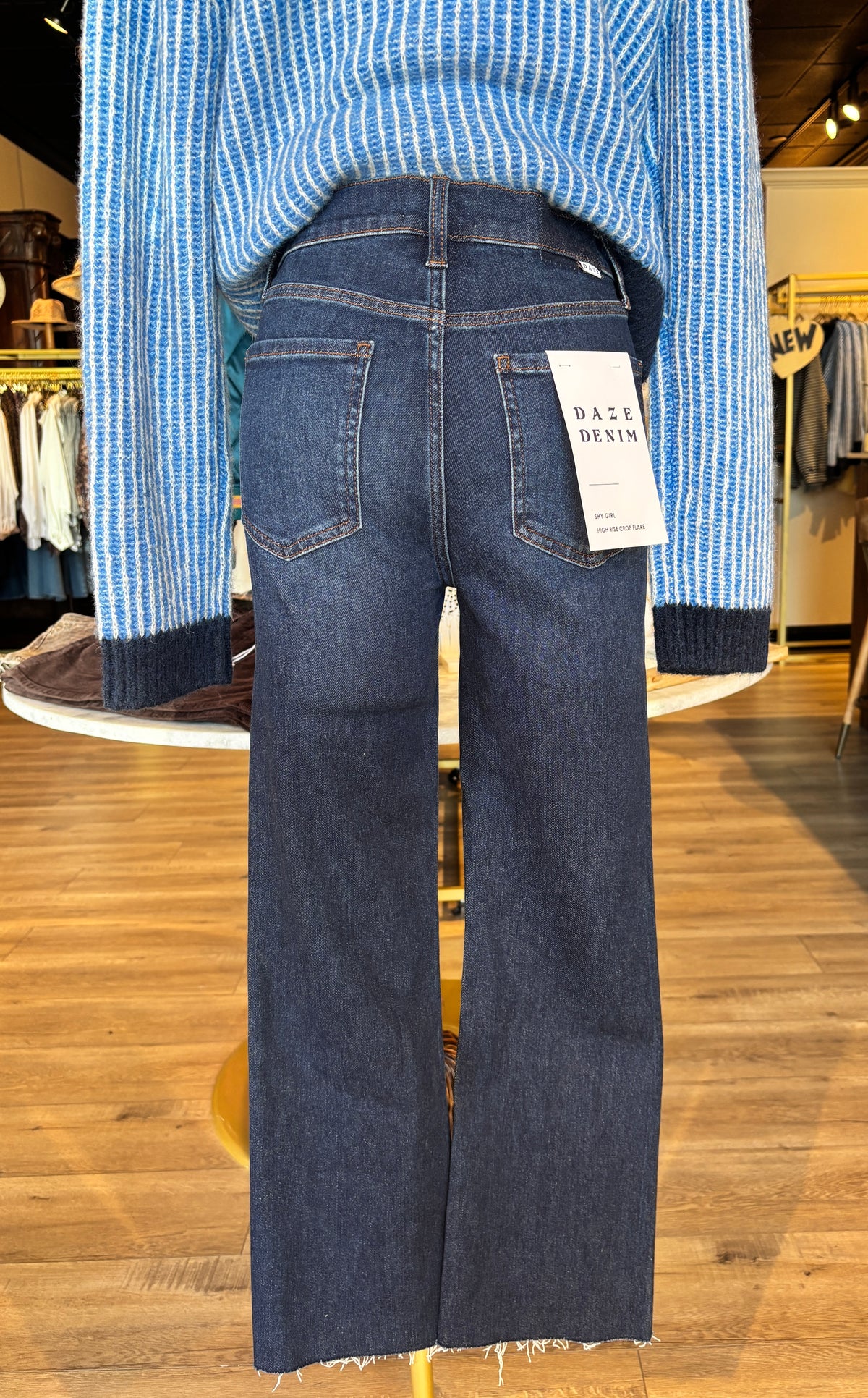 Shy Girl High Rise Crop Flare Blue