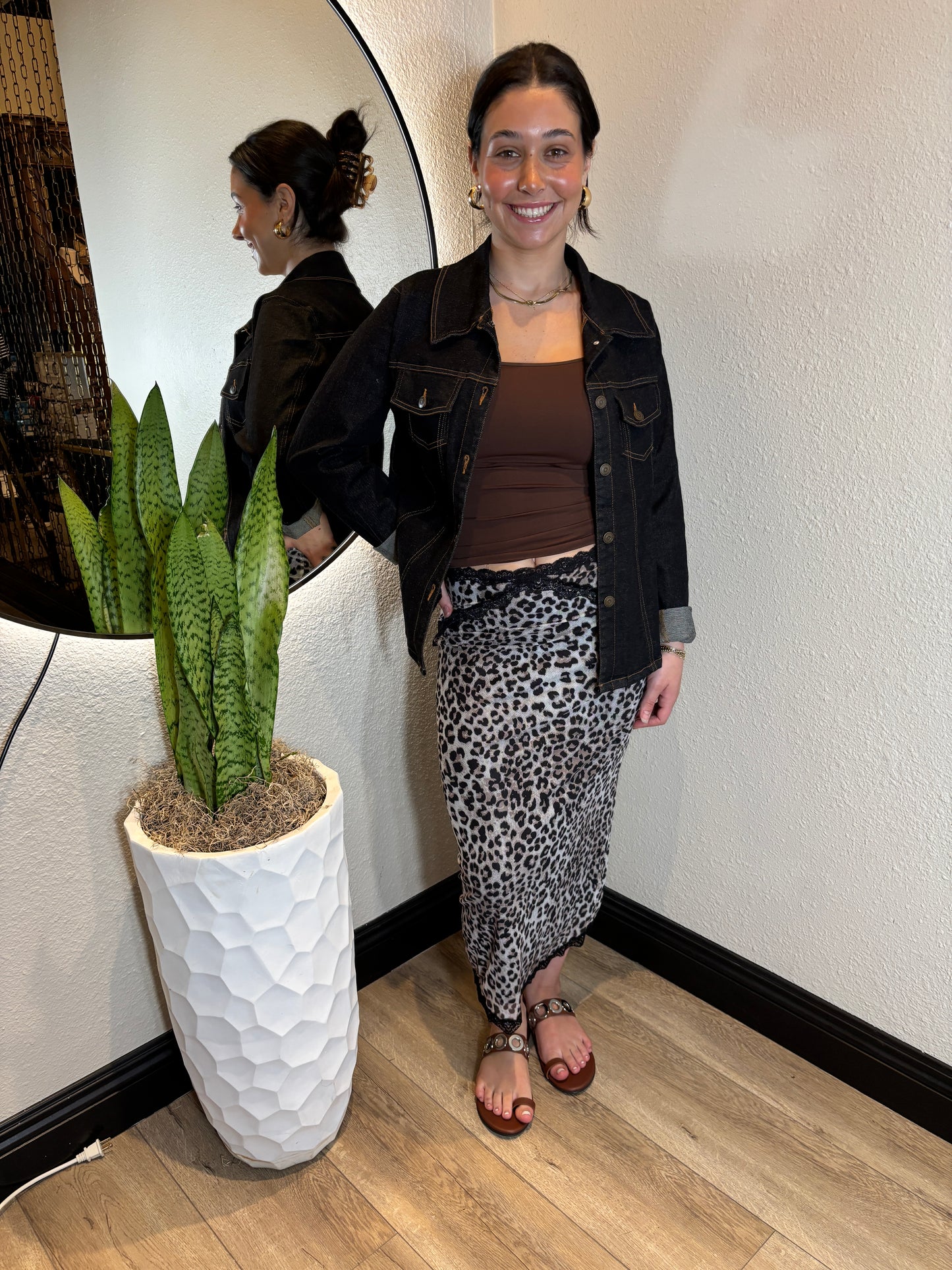 Cheetah Print Long Skirt