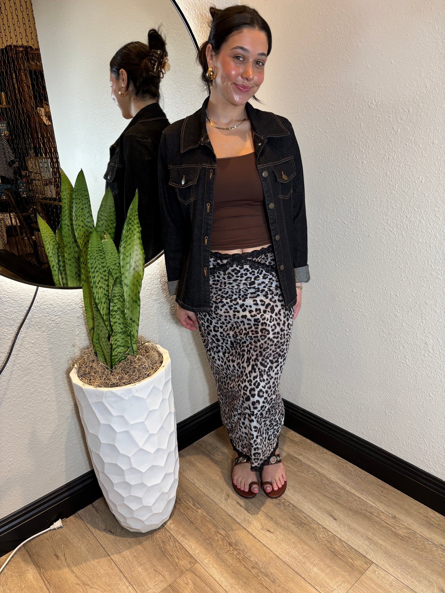 Cheetah Print Long Skirt