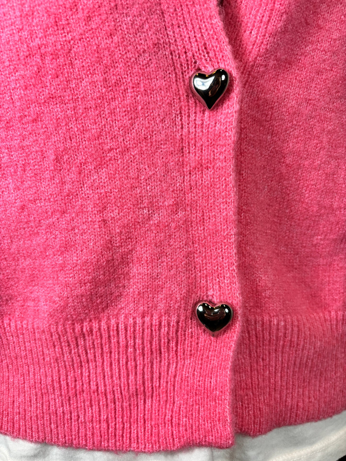 Knit L/S Sweater with Silver Heart Buttons