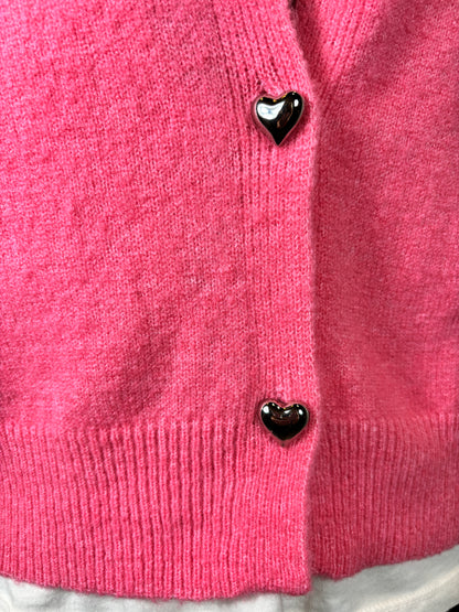 Knit L/S Sweater with Silver Heart Buttons