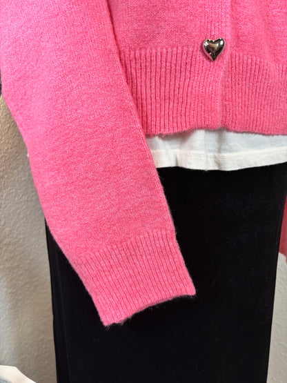 Knit L/S Sweater with Silver Heart Buttons