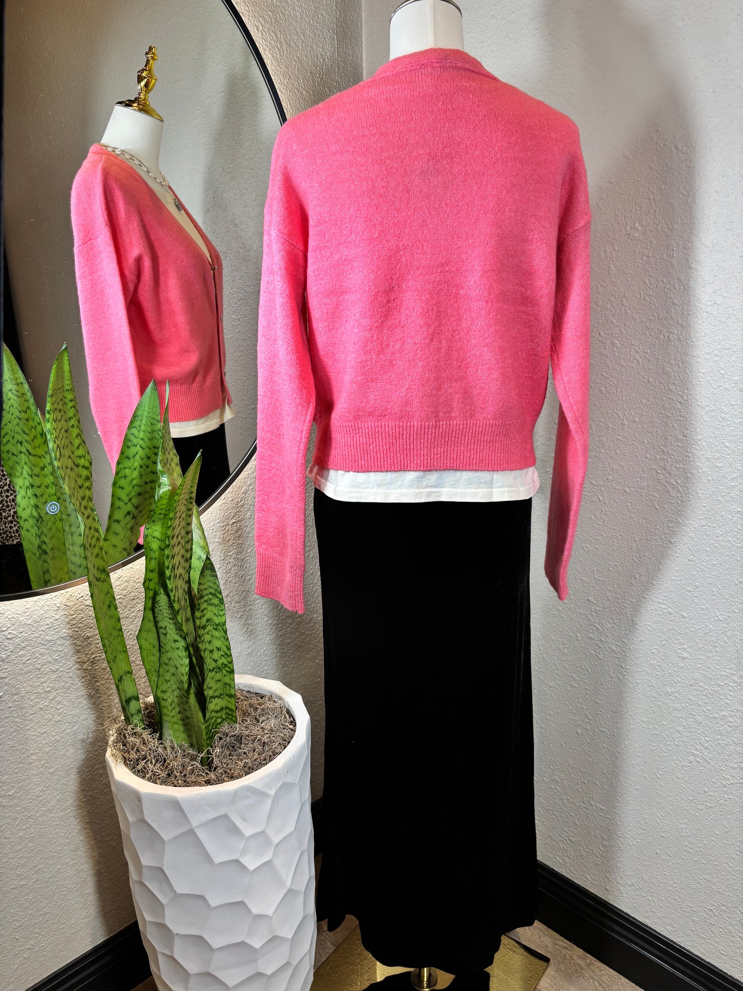 Knit L/S Sweater with Silver Heart Buttons