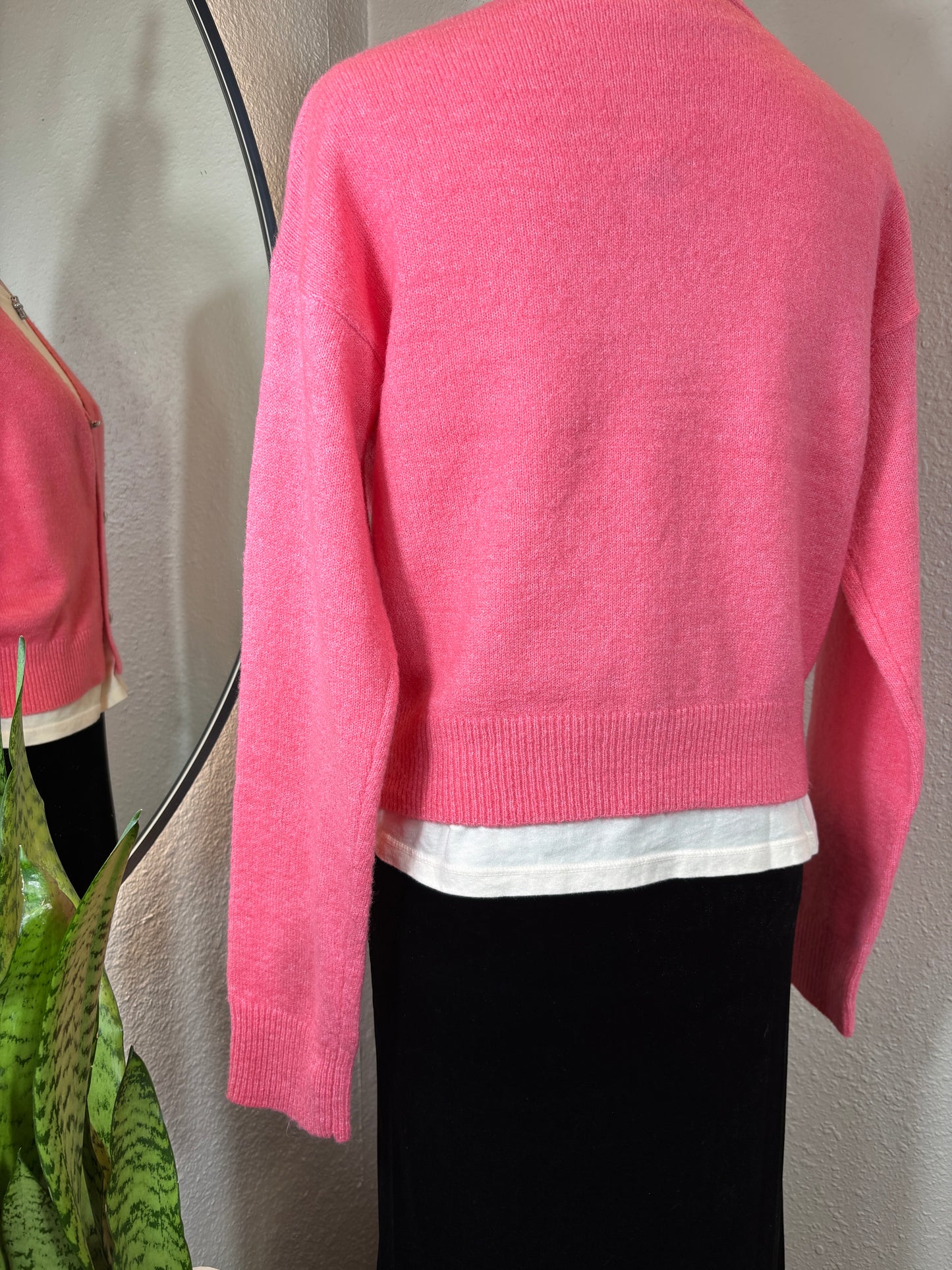Knit L/S Sweater with Silver Heart Buttons
