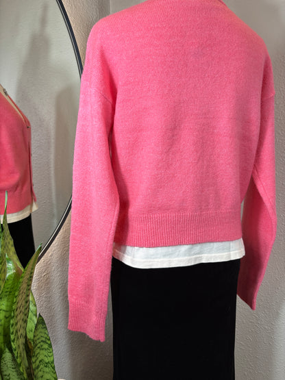 Knit L/S Sweater with Silver Heart Buttons