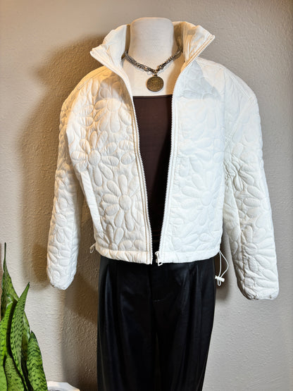 Floral Stitch Puff Jacket