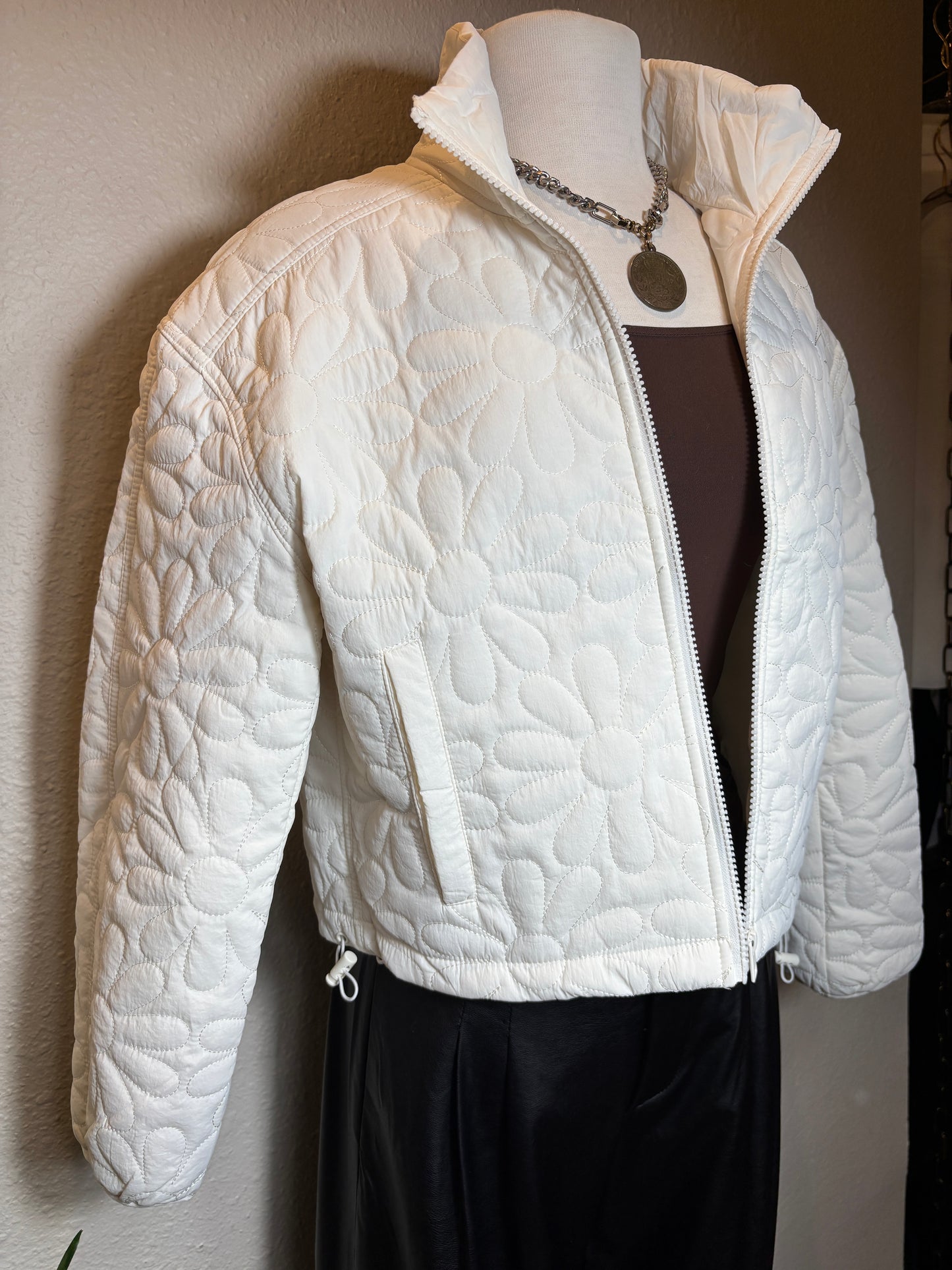 Floral Stitch Puff Jacket