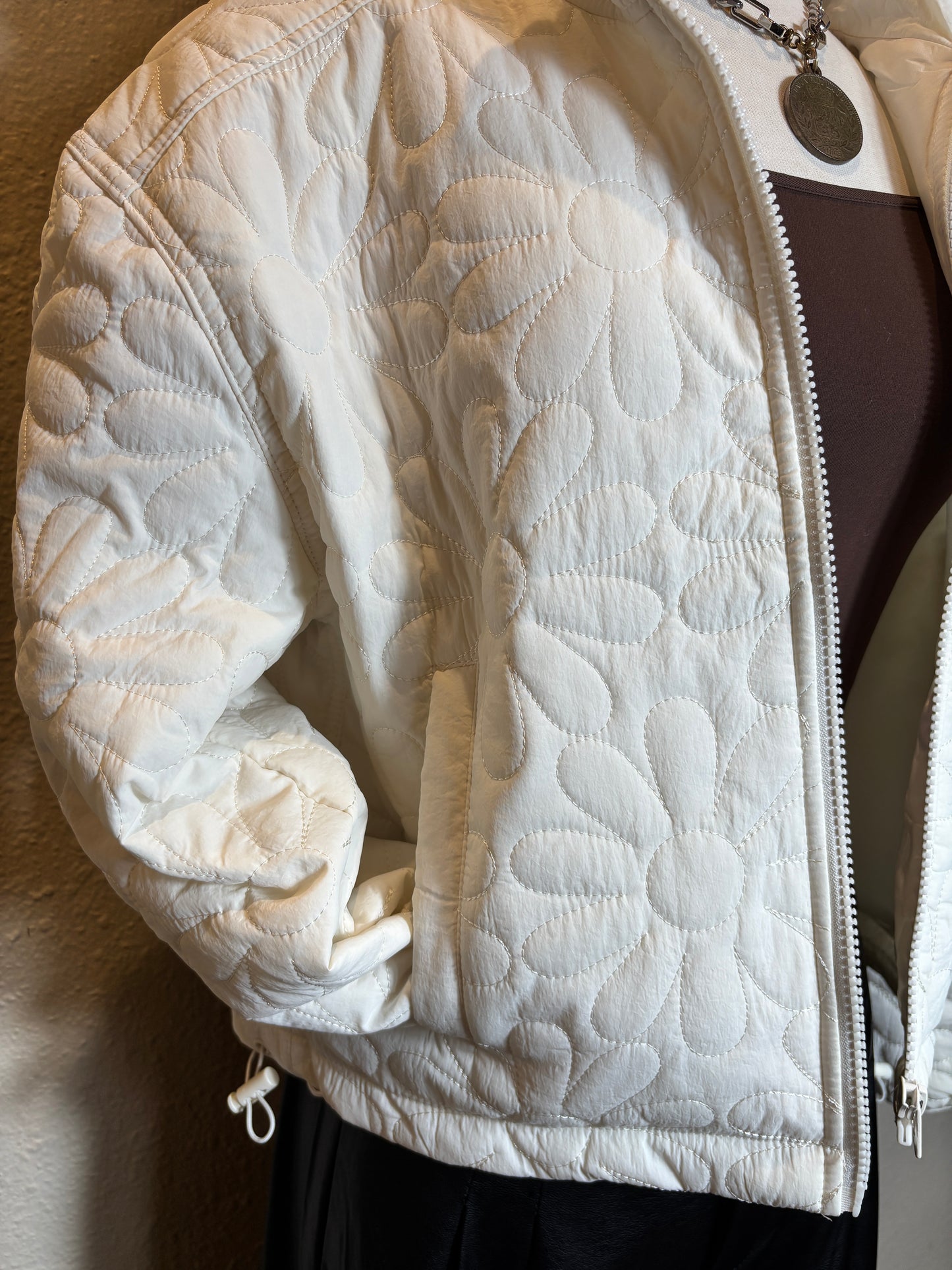 Floral Stitch Puff Jacket