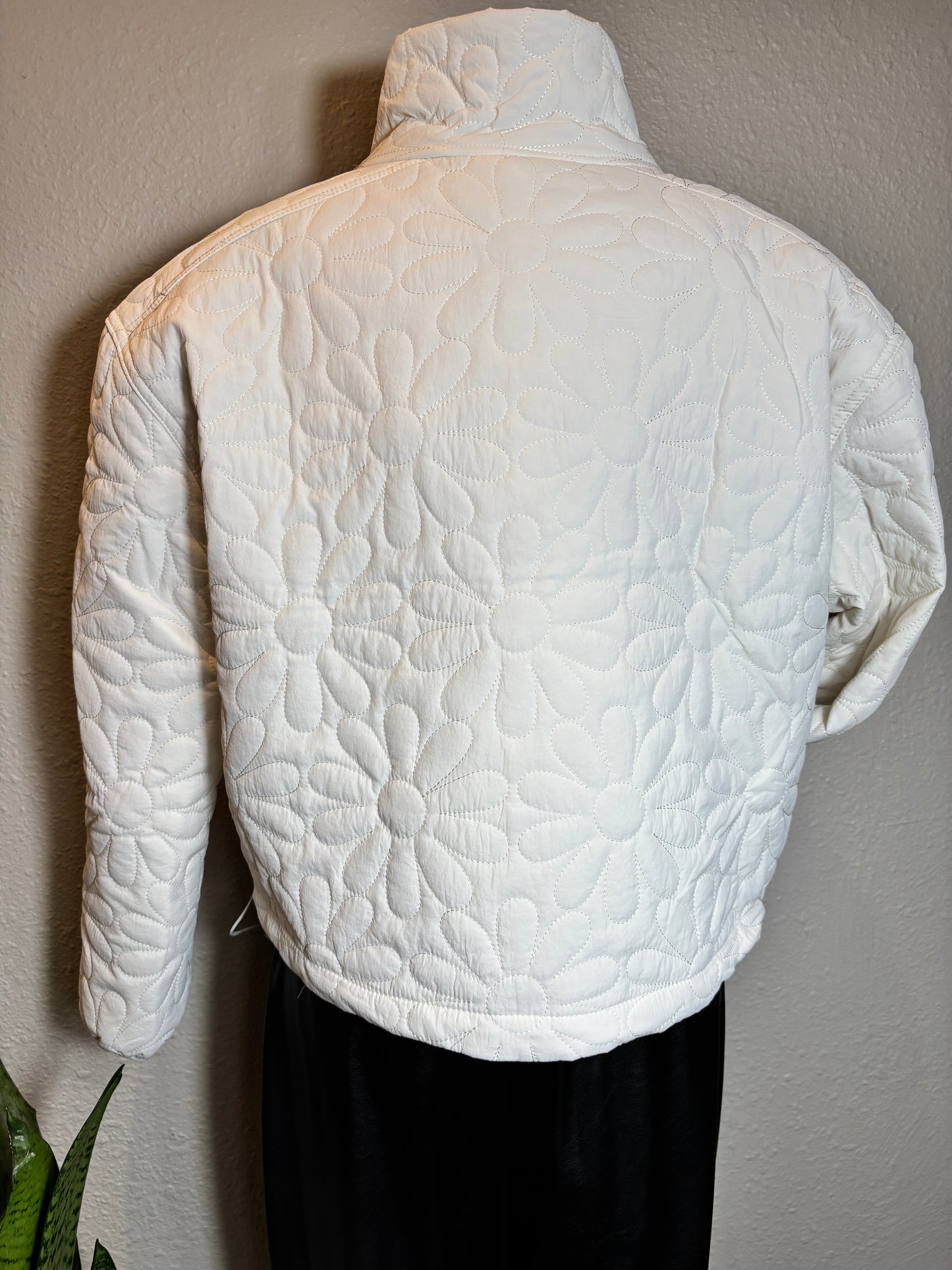 Floral Stitch Puff Jacket