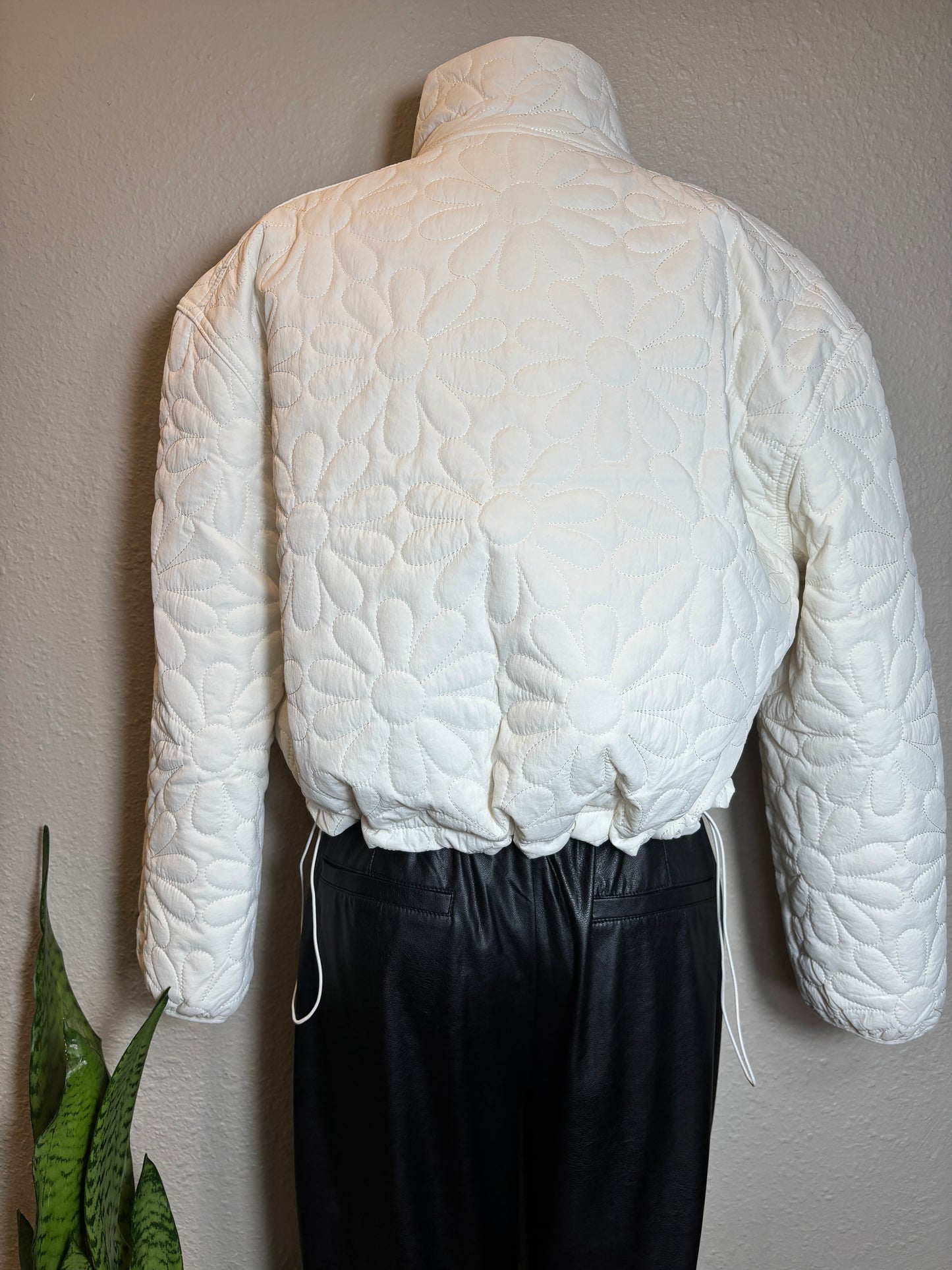 Floral Stitch Puff Jacket