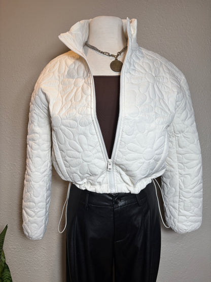 Floral Stitch Puff Jacket