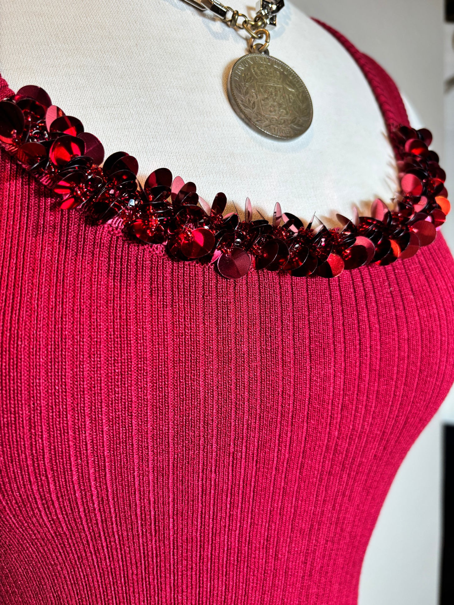 Sequined Sleeveless Knit Top