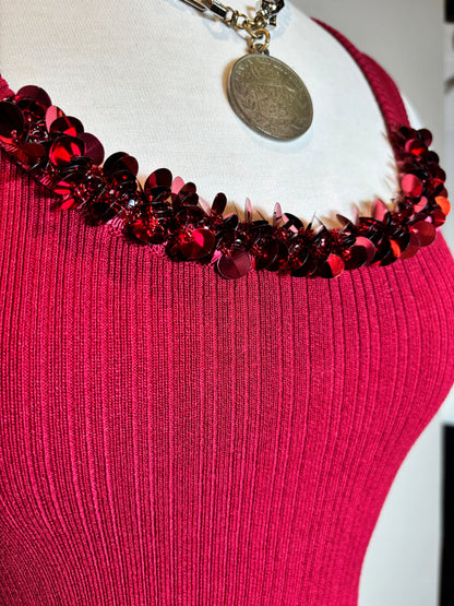 Sequined Sleeveless Knit Top