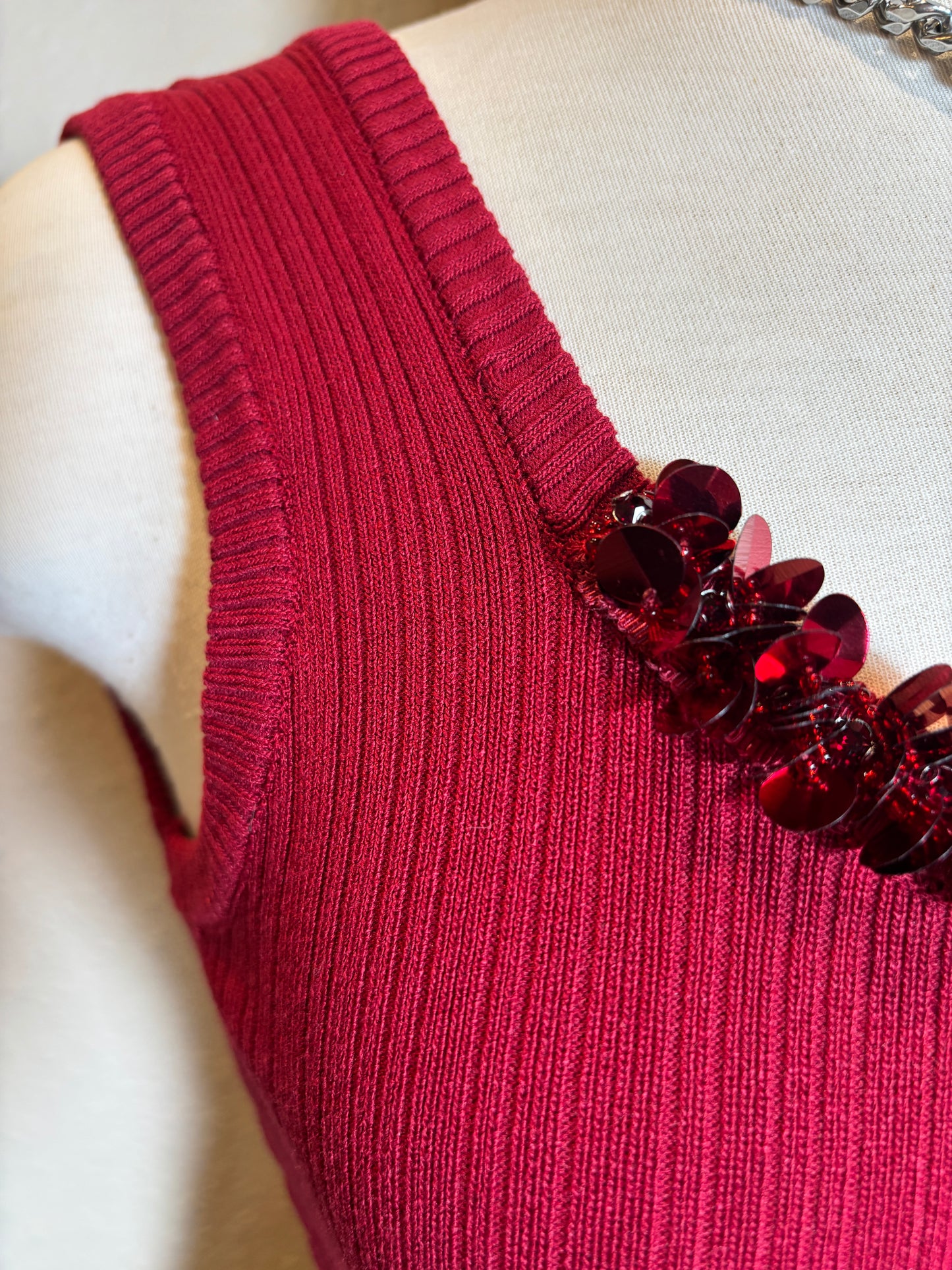 Sequined Sleeveless Knit Top