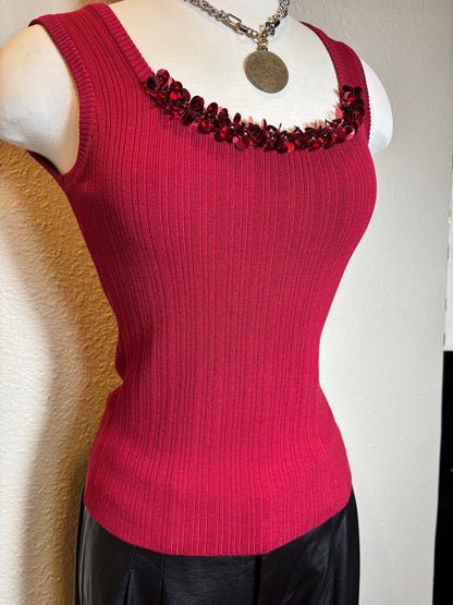 Sequined Sleeveless Knit Top