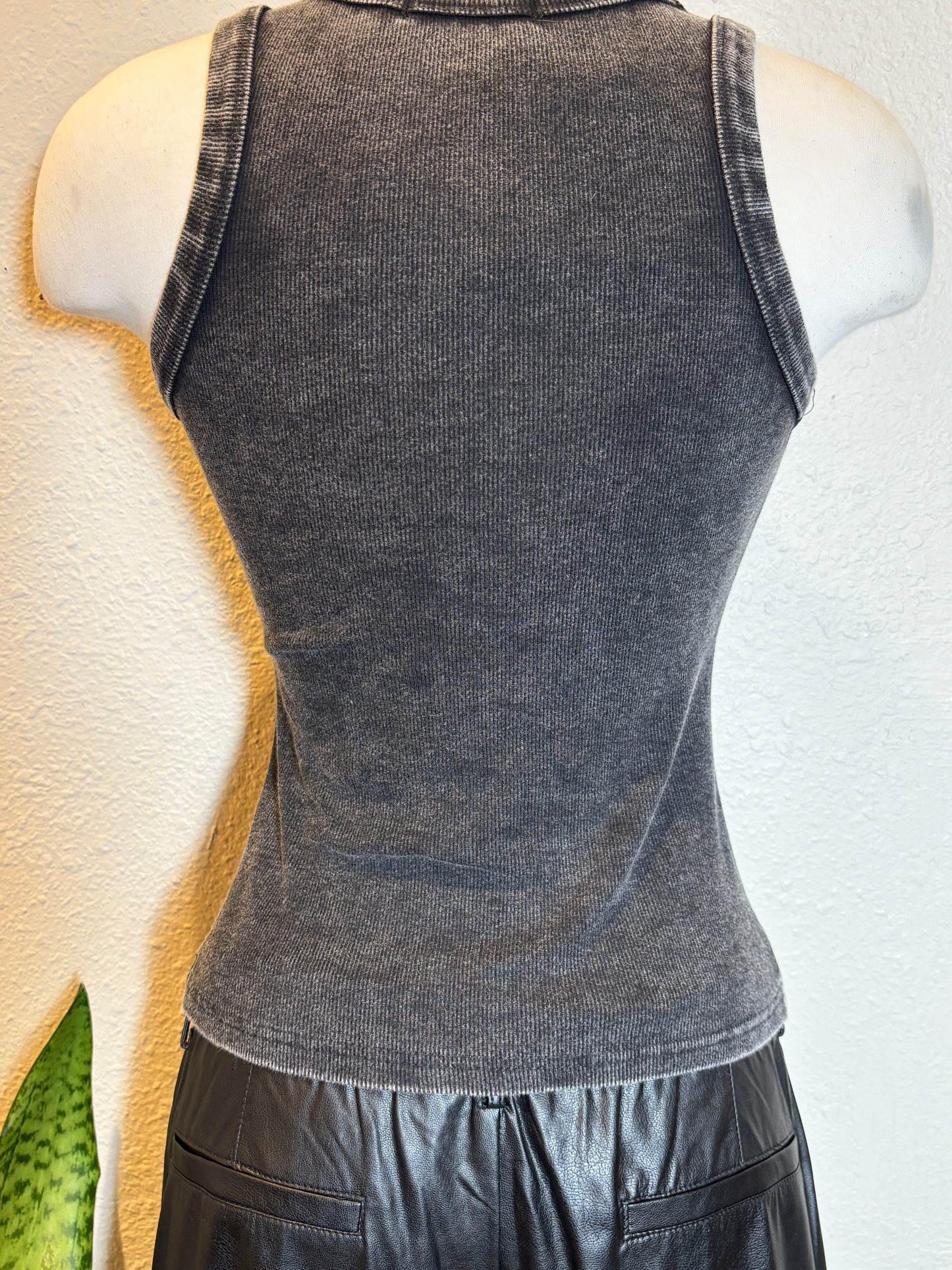 Rhinestone Acid Wash Sleeveless Tank