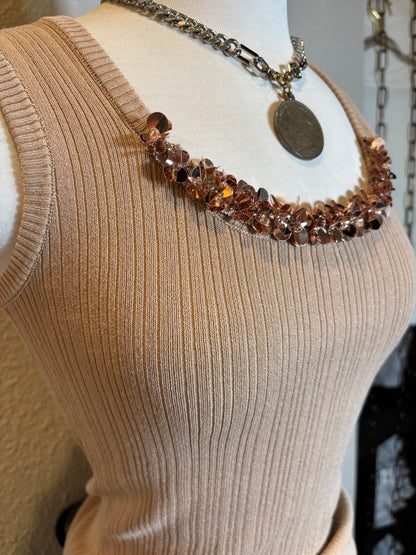 Sequined Sleeveless Knit Top