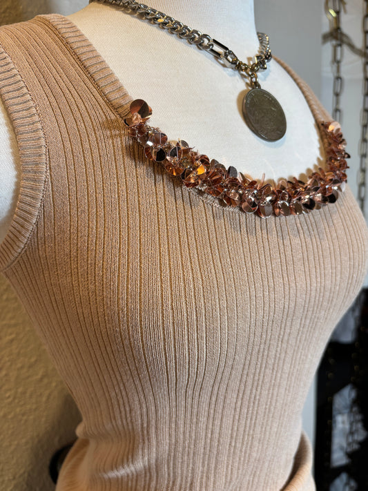 Sequined Sleeveless Knit Top