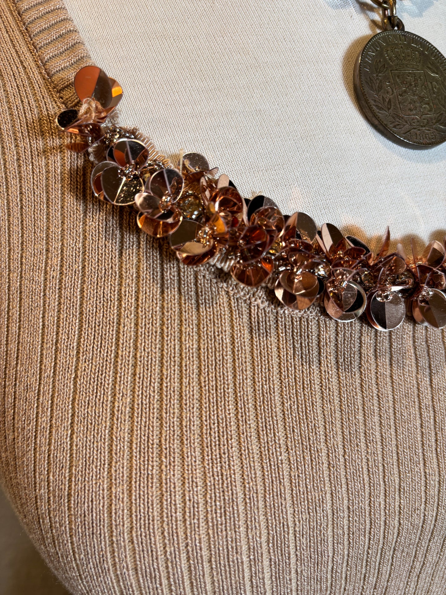 Sequined Sleeveless Knit Top