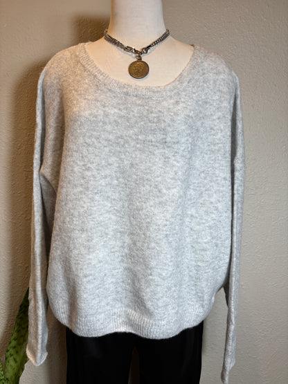 Long Sleeve Boat Neck Soft Sweater Top