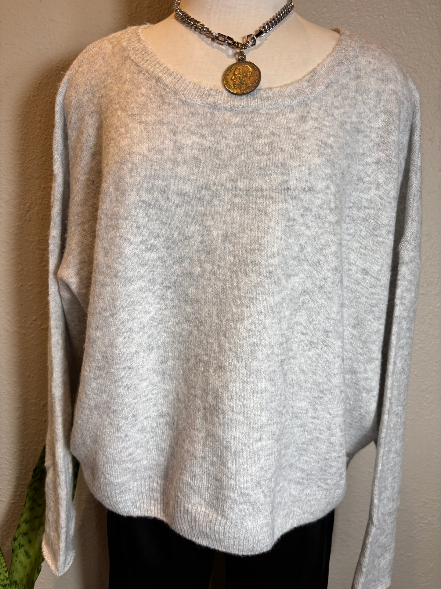 Long Sleeve Boat Neck Soft Sweater Top