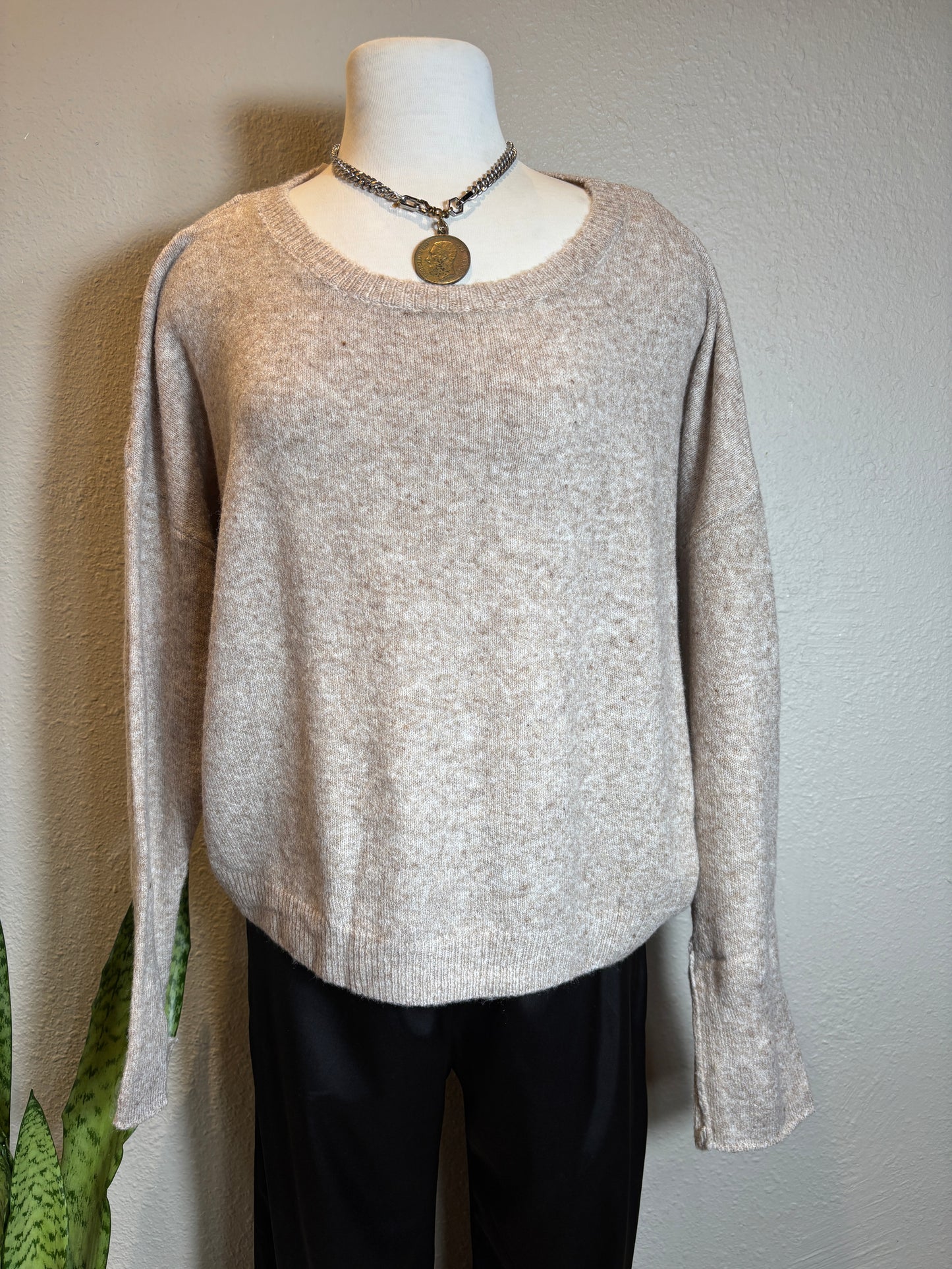 Long Sleeve Boat Neck Soft Sweater Top