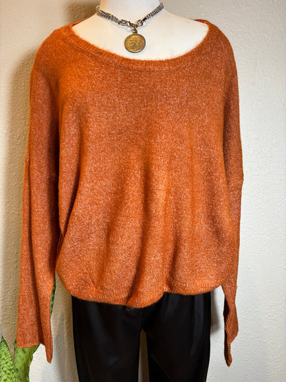 Long Sleeve Boat Neck Soft Sweater Top