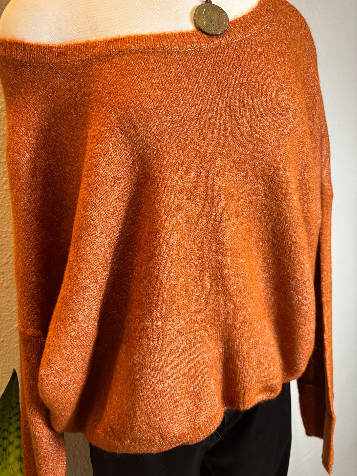 Long Sleeve Boat Neck Soft Sweater Top