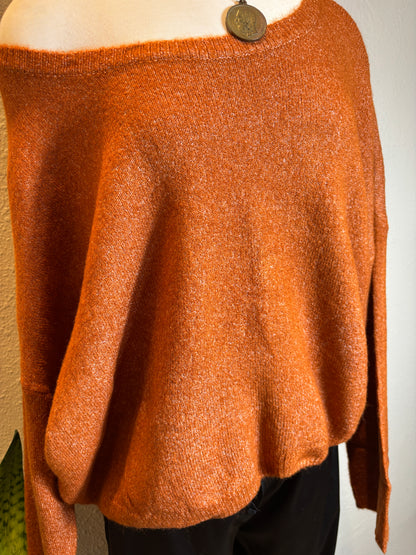 Long Sleeve Boat Neck Soft Sweater Top