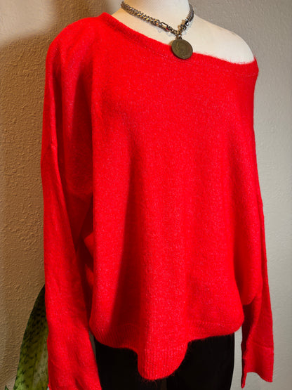 Long Sleeve Boat Neck Soft Sweater Top