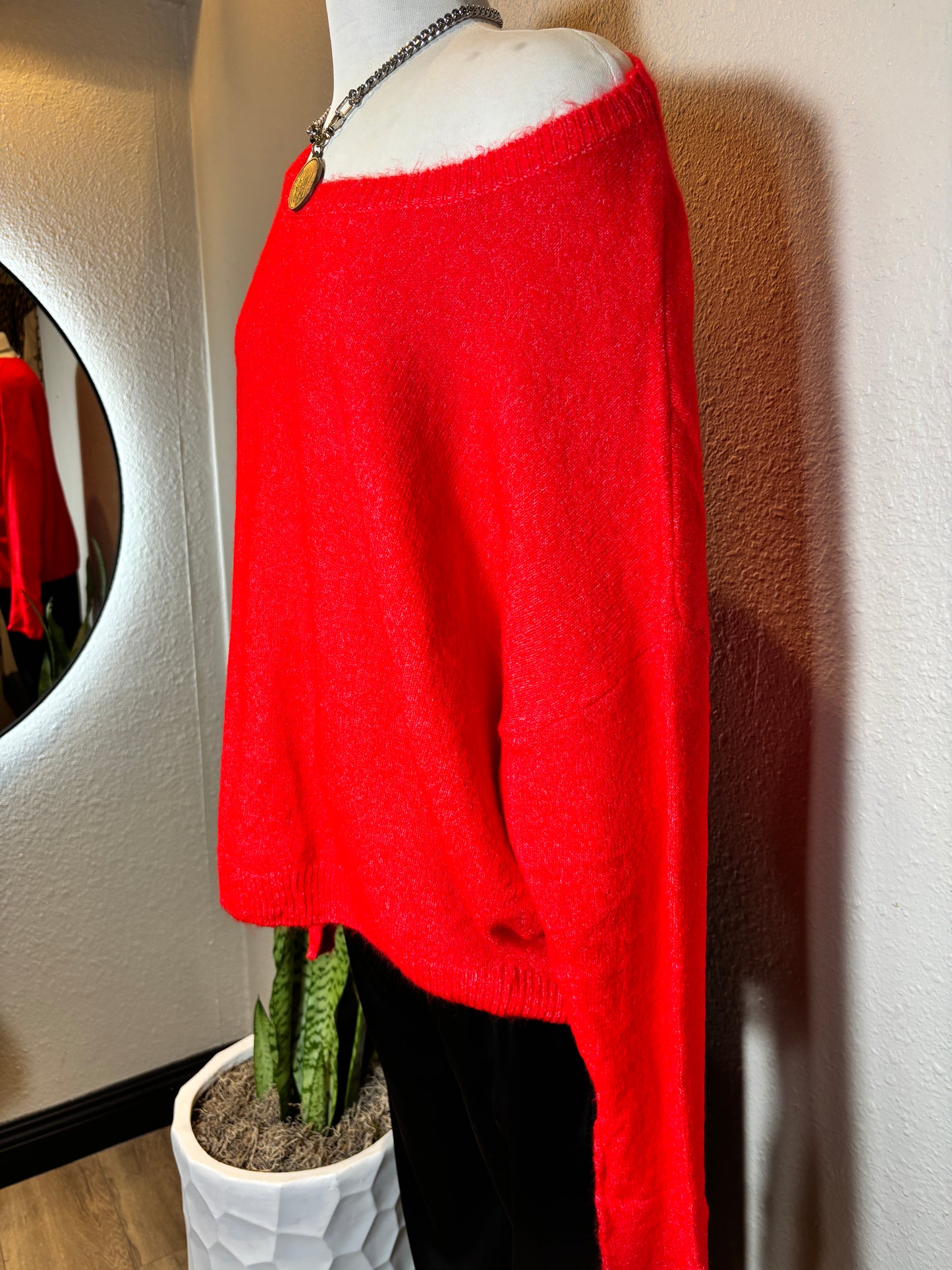 Long Sleeve Boat Neck Soft Sweater Top