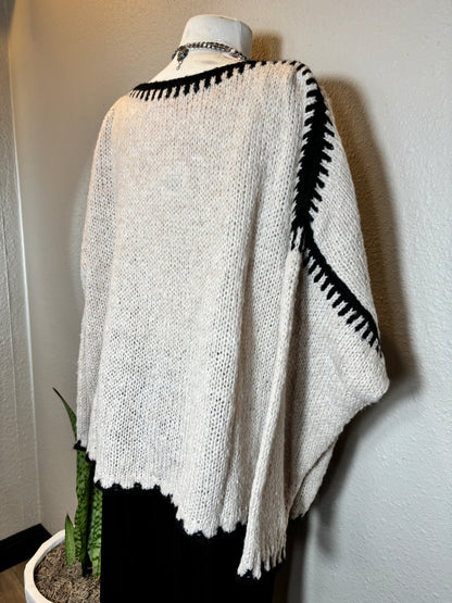 Black Edge Detail Crew New Long Sleeve Mohair Sweater