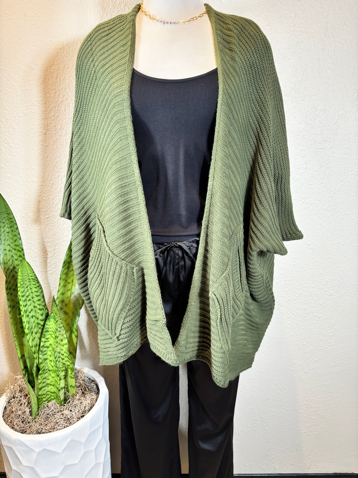 Diamond Cut Pocket Crochet Cardigan
